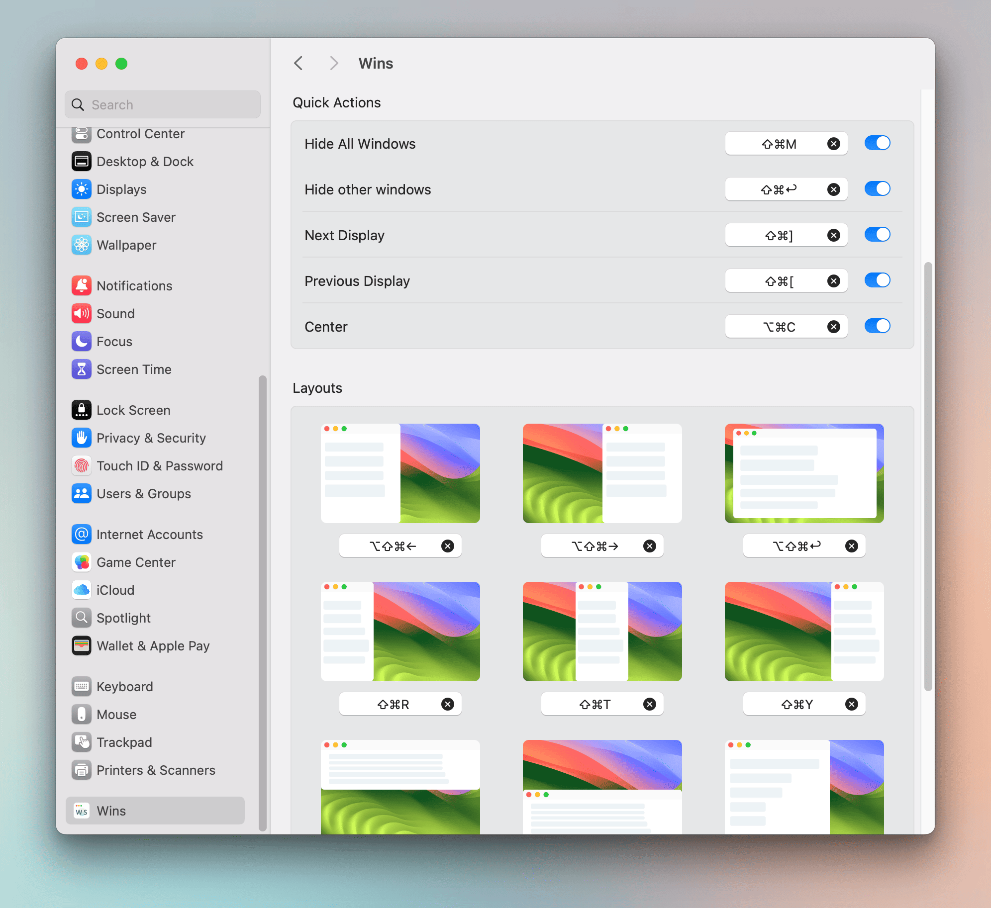 Support Custom Shortcuts